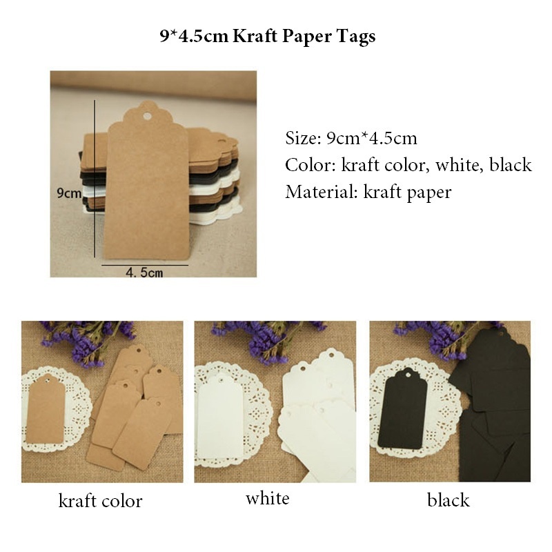 100pcs/lot Blank Hanging Labels 9x4.5cm Kraft Paper Material For Decoration