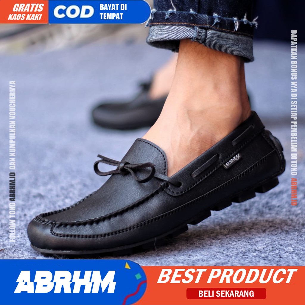 ABRHM X HOSTO Sepatu Casual Slip On Pria  Sepatu Pria Casual Pantofel Anti Slip Kantor Cowok mocasin Sepatu Kasual Kuliah Kondangan Gaya Santai Keren Kekinian Original Murah Terlaris