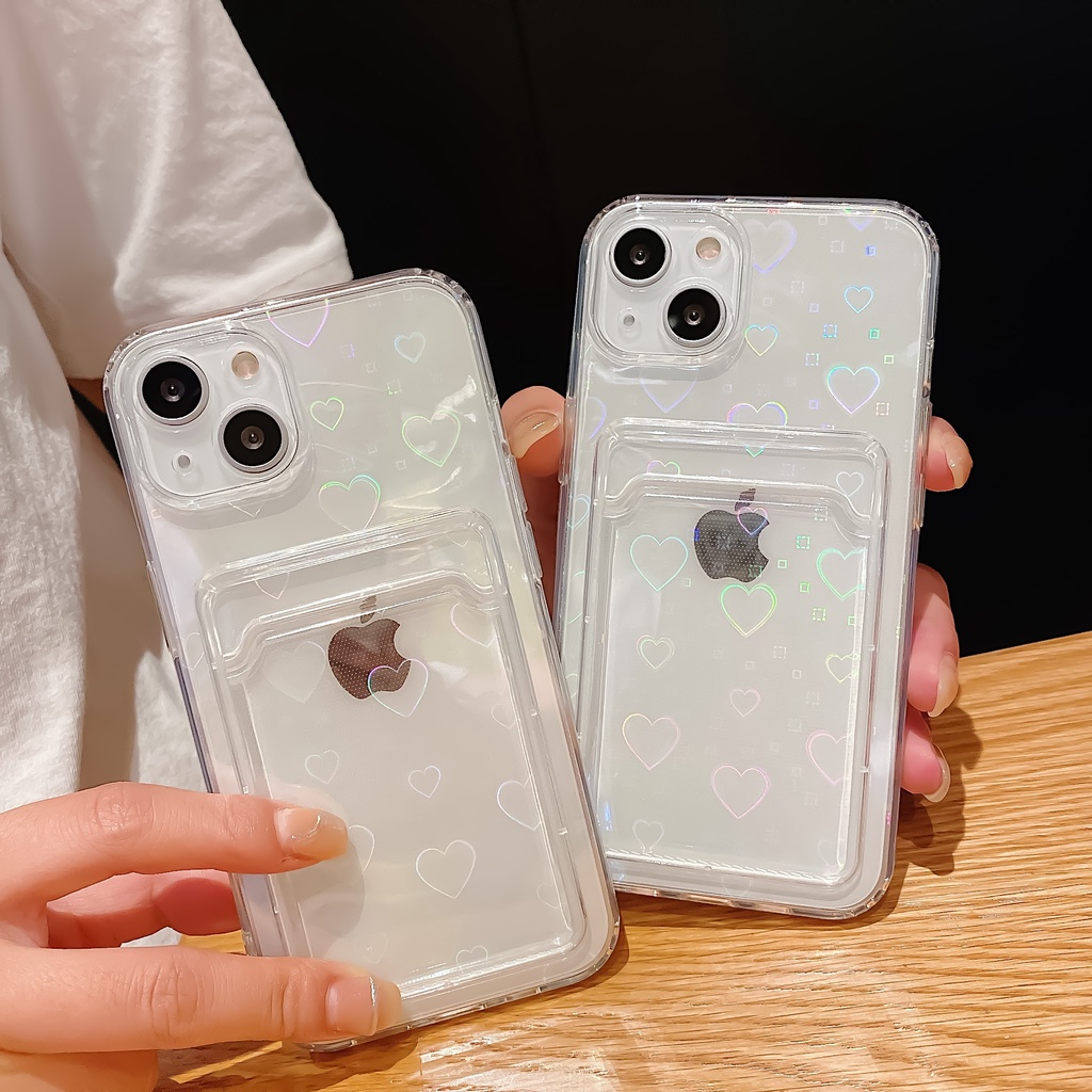 Casing Iphone 13 11 12 Pro Max Xs Max Xr 7 / 8 / Se 2020 7plus / 8plus Motif Hati Warna Gradasi