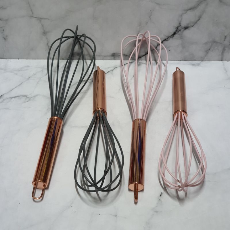 silicone balloon whisk with Rose gold handle / kocokan telur / egg beater