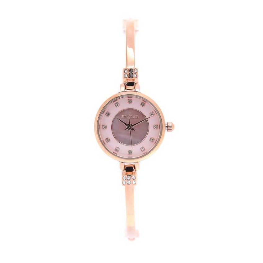 [ROSE-PINK] JAM TANGAN WANITA MODEL SERUT MERK ELIZABETH