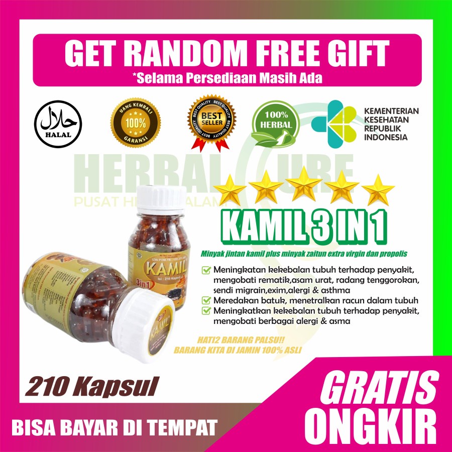 Kamil 3in1 [Jinten Hitam + Zaitun + Propolis] 210 Kapsul