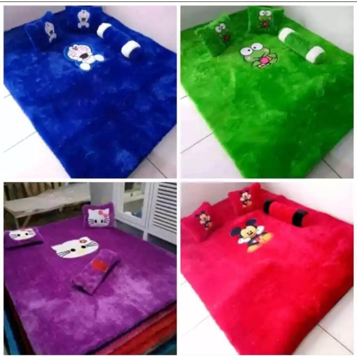 KARPET KARAKTER-KASUR 3 bantal/surpet karakter bulu rasfur tikar karakter bulu rasfur karpet karakte