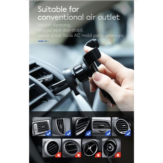 Holder Mobil VIVAN Car Holder Universal AC Mobil Stand in Car Air Vent Aluminum Alloy Gravity