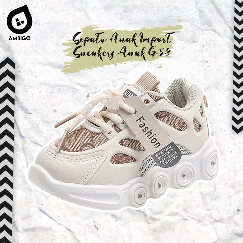 Sepatu Anak Laki Laki Sneaker Anak Perempuan Shoes MOTIF G-58 LED Sepatu Sport Anak Casual Import