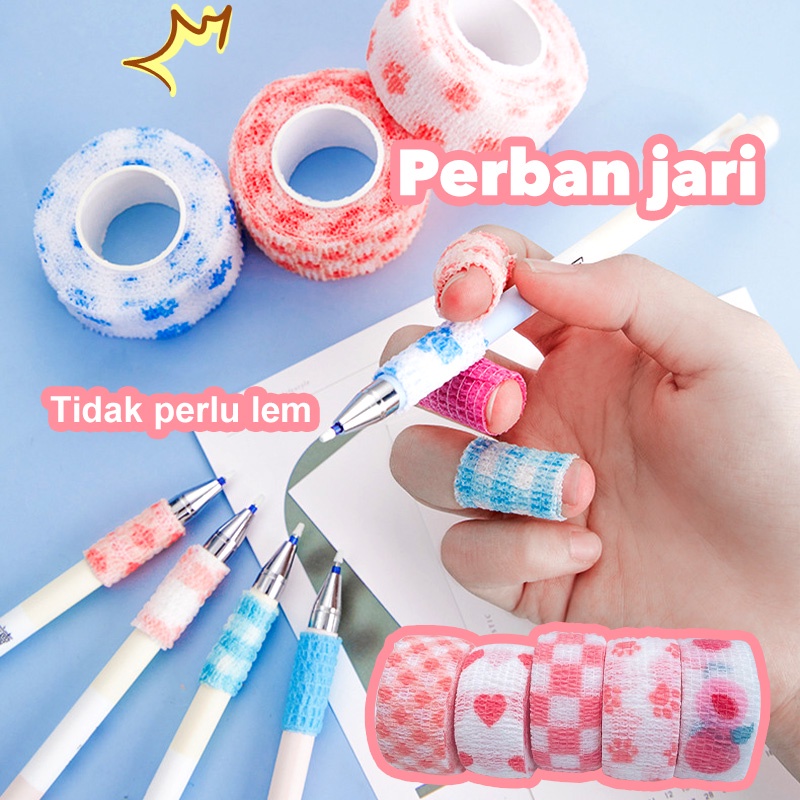 Pelindung Jari Saat Menulis Perekat Diri Elastis Perban Lucu Anti Aus Tangan Kalus Artefak Pelindung