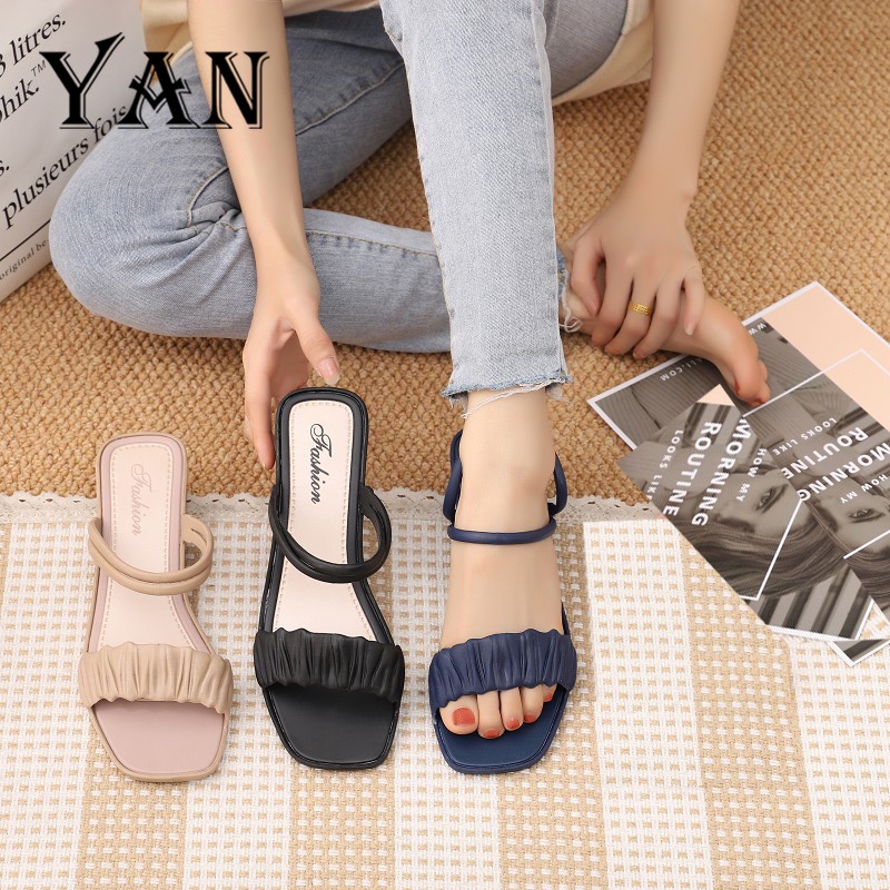 YAN Sendal Wanita Heels Wanita Kasual Sandal Wanita Sandal Hak 5cm