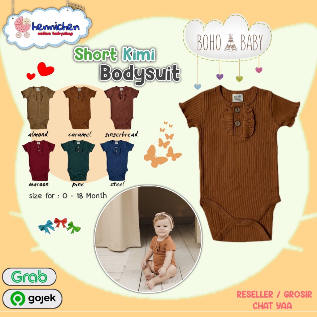 BOHO BABY SHORT KIMI BODYSUIT JUMPER LENGAN PENDEK BAYI BOHOBABY BOHOPANNA