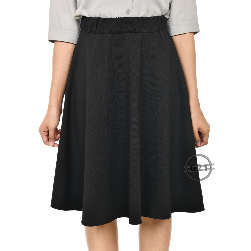 Rok Pendek Hitam Midi Skirt A line 3 4 Wanita Pinggang Karet Bahan Scuba Premium Strech Dan Melar High Quality Rok A Line Pendek Midi Skirt Hitam Casual Murah