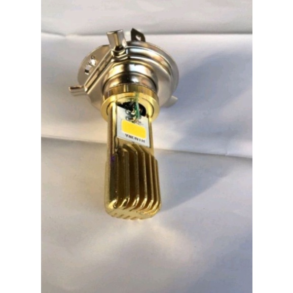 LAMPU LED DEPAN H4 2SISI GOLD SINAR WARM WHITE AC DC SUPER TERANG