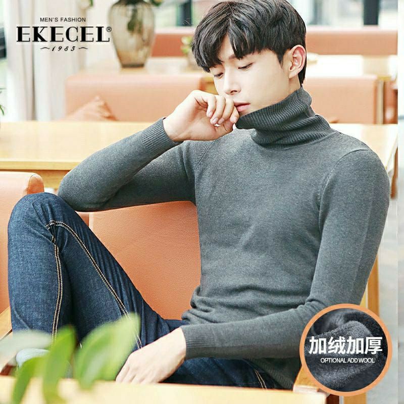 Turtleneck Sweater Rajut Pria