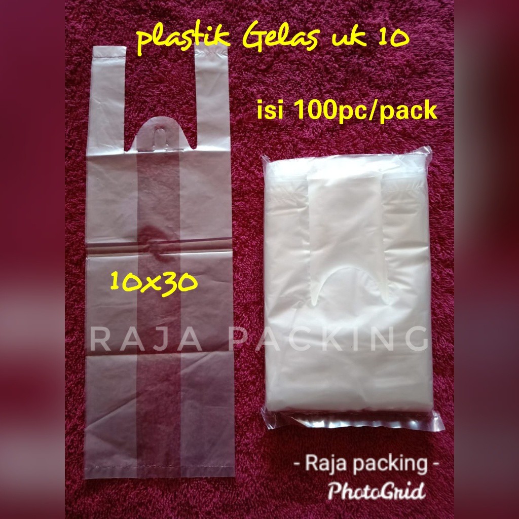 &lt; ISI 100 Lembar/pack &gt; Plastik Kresek Gelas Pop Ice / thai tea Bening uk 10 / plastik gelas