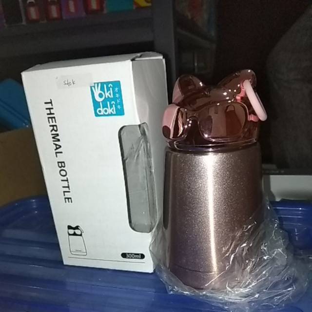 Okidoki Thermal Bottle cat pink