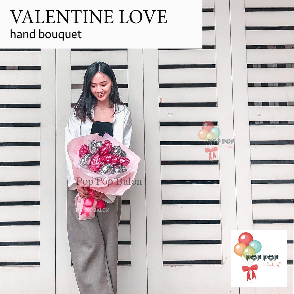 Buket Bunga Balon LOVE foil Valentine Kado Unik