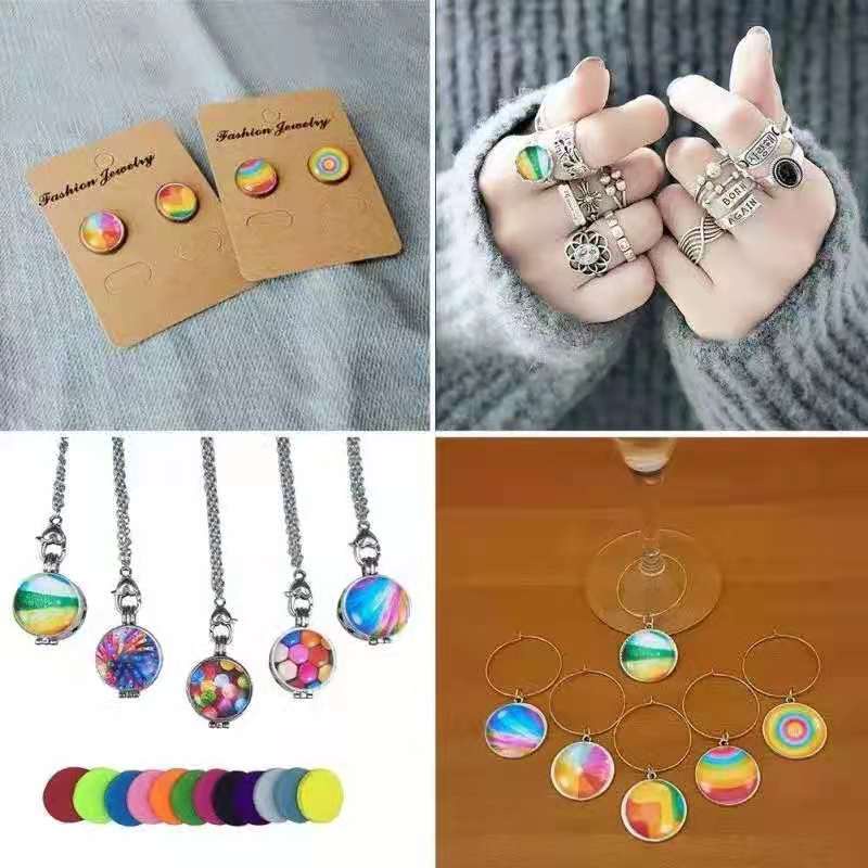 Campuran Kaleidscape Mata Foto Kaca Cabochon Uk 14mm Perhiasan Bulat Liontin/Anting Harga/20pc