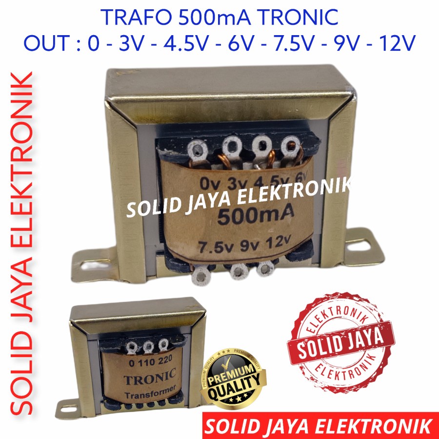 TRAVO TRAFO 500MA NOL 0 3V 4.5V 6V 7.5V 9V 12V TRONIC 0.5 0,5 1/2 A AMPER TRAPO 0.5A 0,5A 0 3 4.5 6 7.5 9 12 V VOLT KOTAK TRANSFORMER