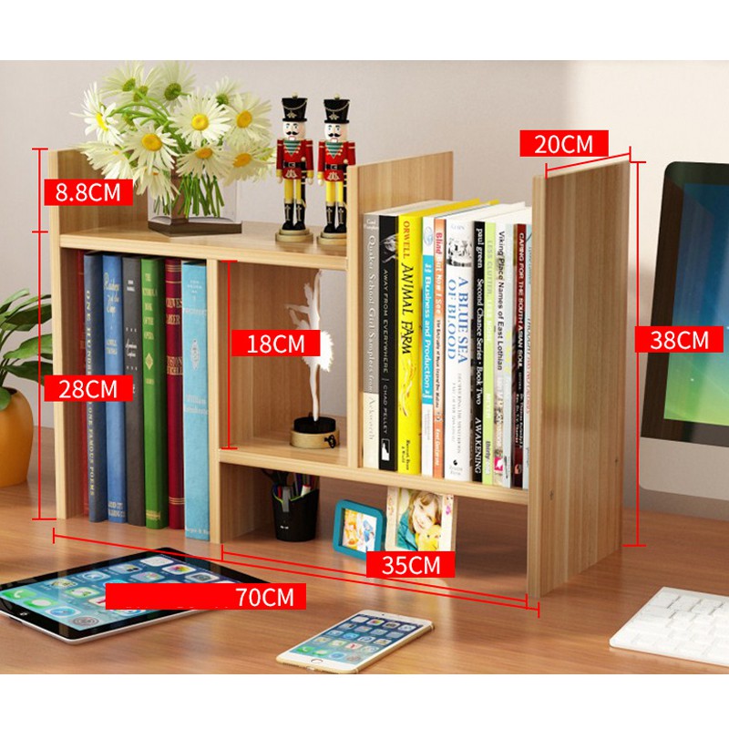 COD Rak Buku Meja Rak Buku Kayu Lemari Portable Susun Multifungsi Book Rack ZWJ4004