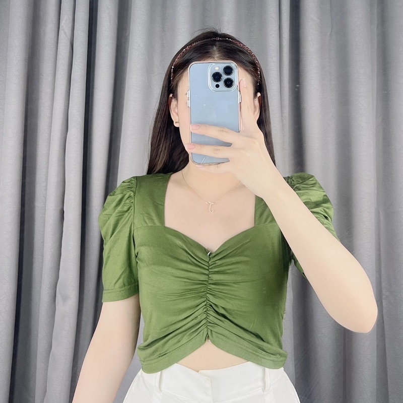 Jesly Puffy top | Crop top puffy kerut