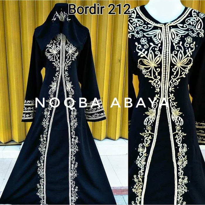 Exclusive Abaya Gamis Dress Jubah Arab Turkey Wanita Bordir 212 Gold