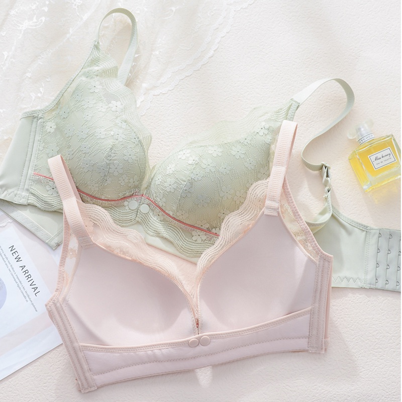 TUTULADY Bra Menyusui Tanpa Kawat Busa Tipis Cup B/C Maternity Renda Nursing Bra