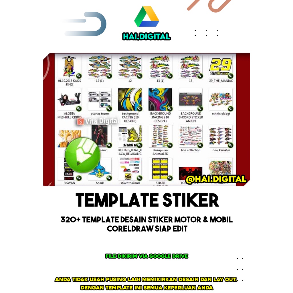 Jual 320+ Template Desain Stiker Motor & Mobil CorelDraw siap edit ...