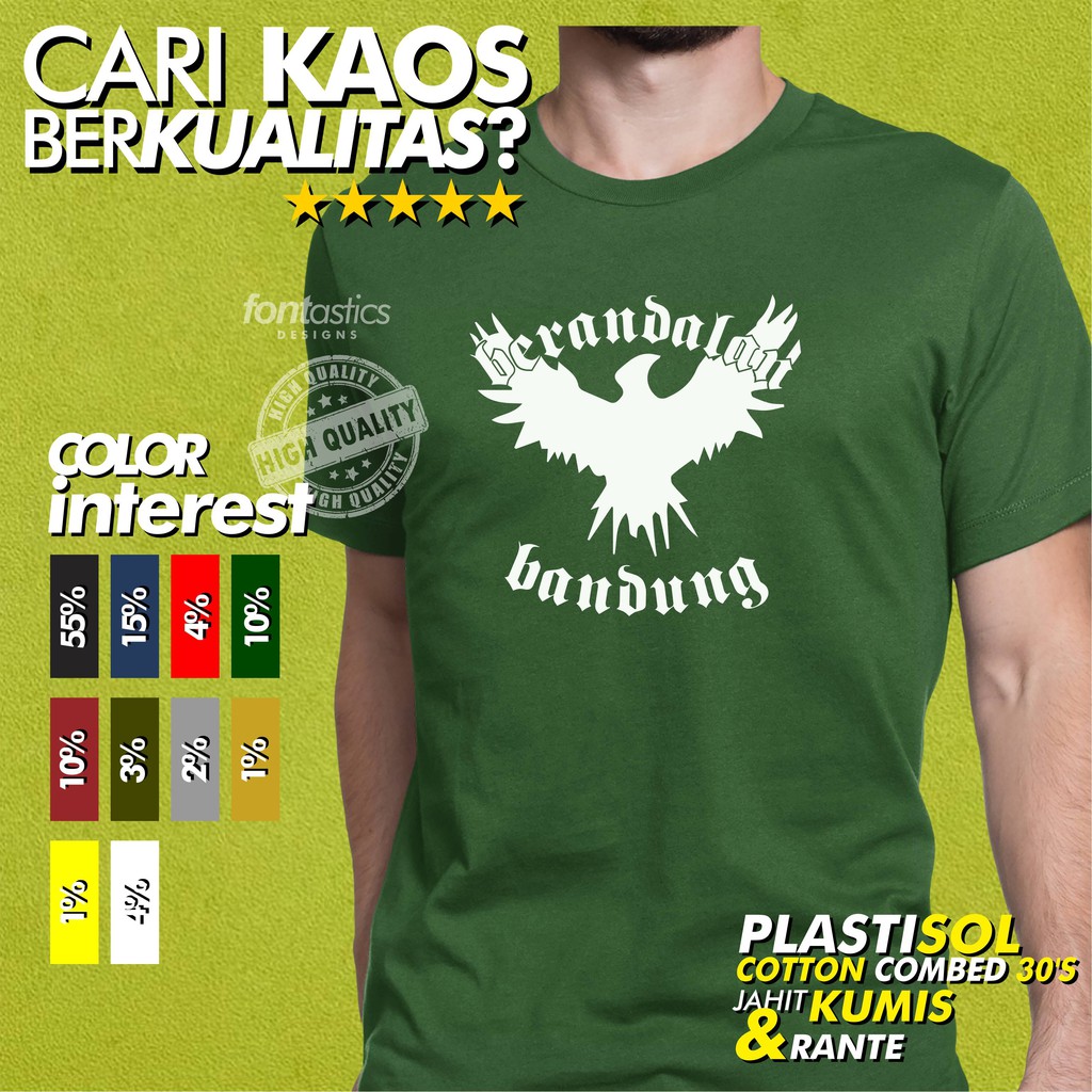 KAOS BERANDAL BANDUNG CUSTOM PLASTISOL SATUAN LUSINAN SABLON MANUAL PRIA WANITA