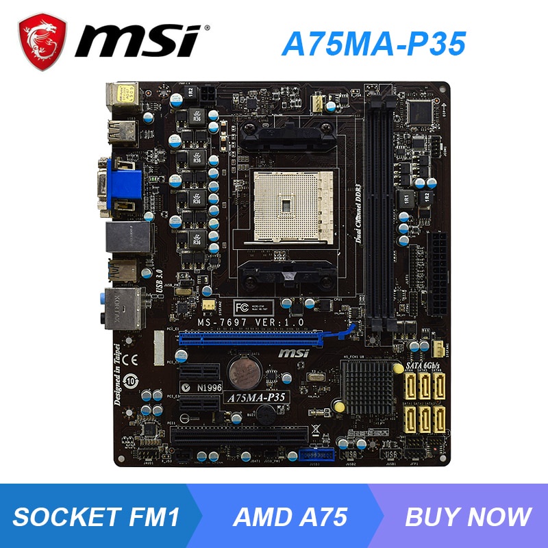PREORDER MSI A75MA-P35 Socket FM1 AMD A75 Original Desktop PC Motherboard DDR3 16GB A8/A6/A4/E2 CPU 