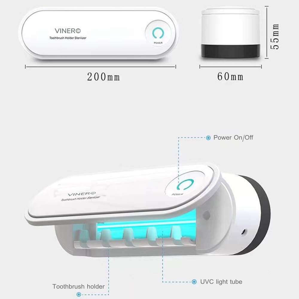 Vinero Orion Smart UVC LED Toothbrush Holder Sterilizer Disinfection