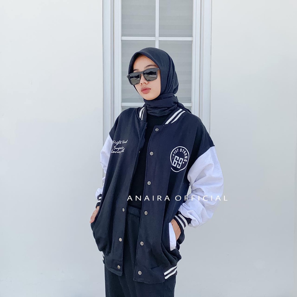 STAY STRONG BASEBALL JAKET WANITA PRIA OVERSIZE