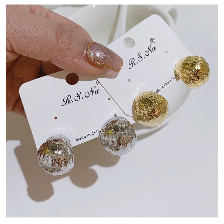 Anting Tusuk Bentuk Bulat Warna Silver / Gold Untuk Wanita