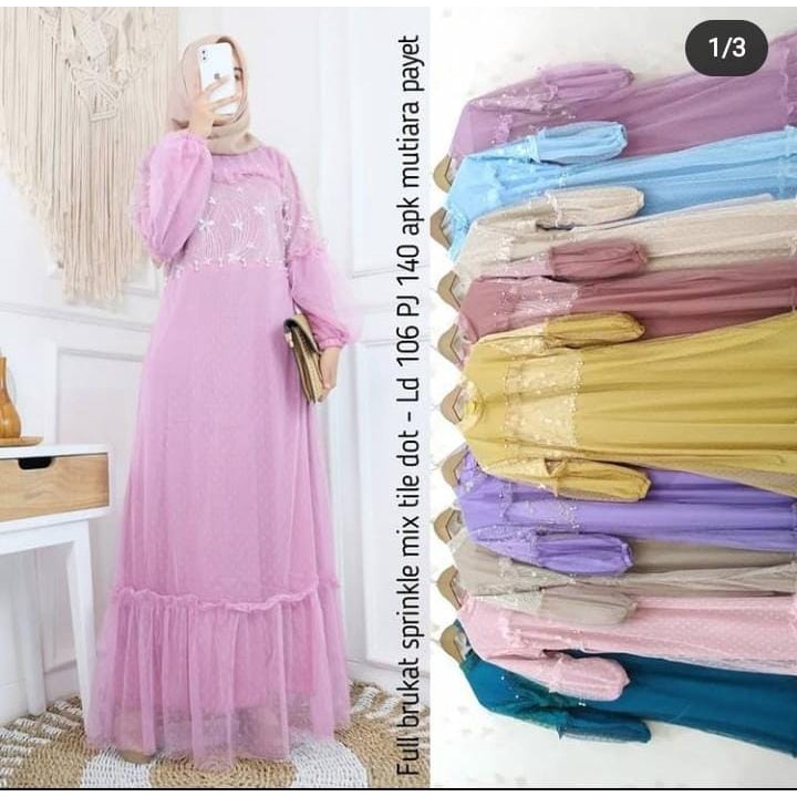 TERBARU GAMIS PREMIUM FULL BROKAT MUTIARA/GAMIS WANITA/FULL BROKAT
