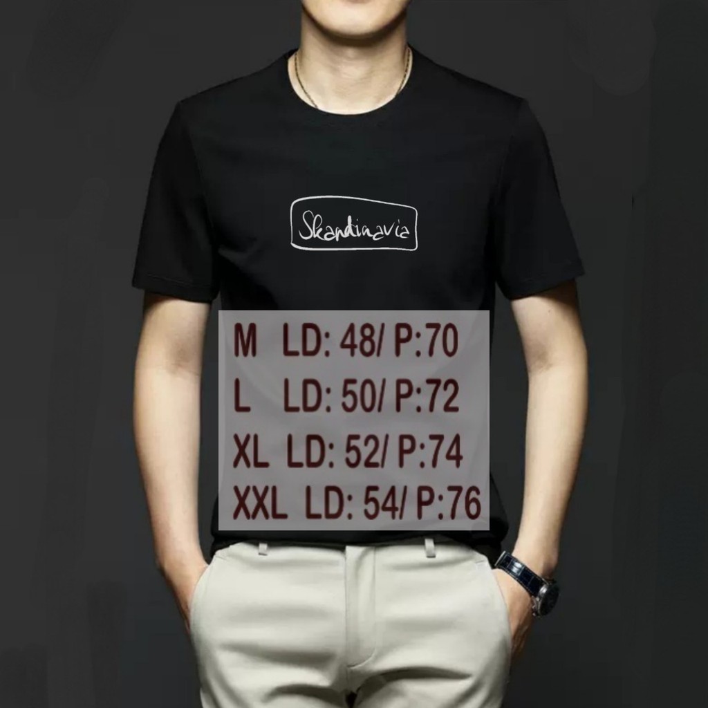 Kaos POLOS Distro Pria SKANDINAVIA LOGO Cotton Combed 24s Premium Tshirt Baju Oblong Brand Bandung