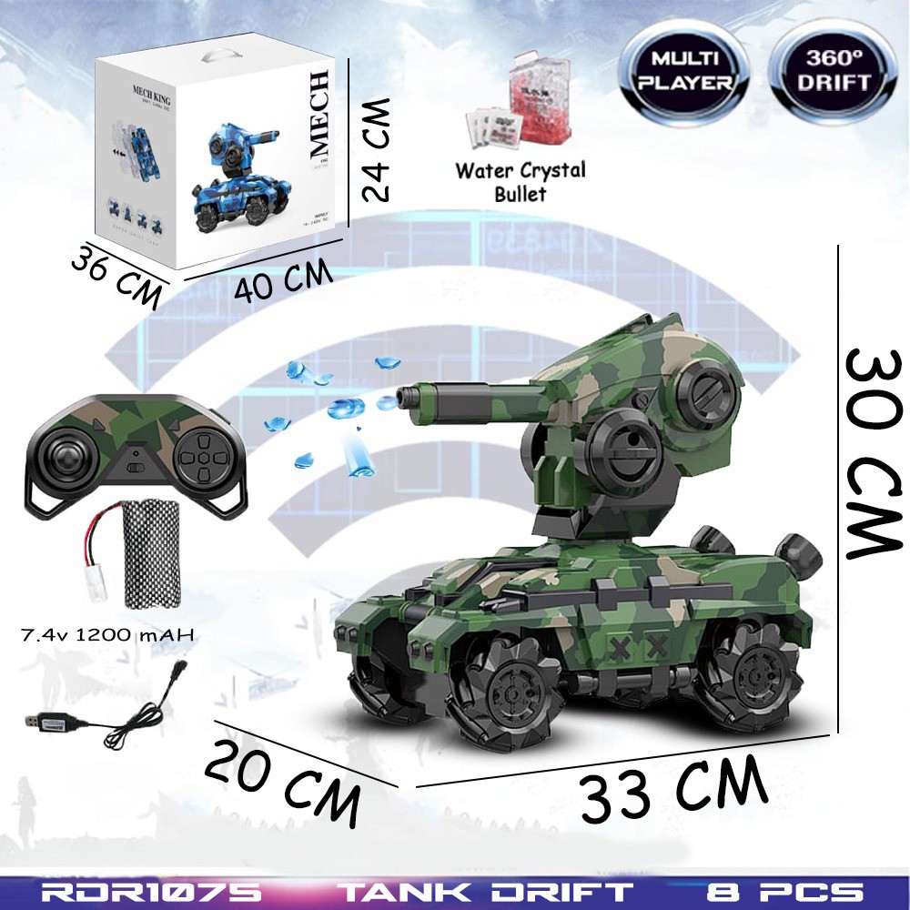 Tank Tempur Perang Drift (Hijau)  Mainan Anak Mobil Remote Control Radio Control Hobi Koleksi Remot