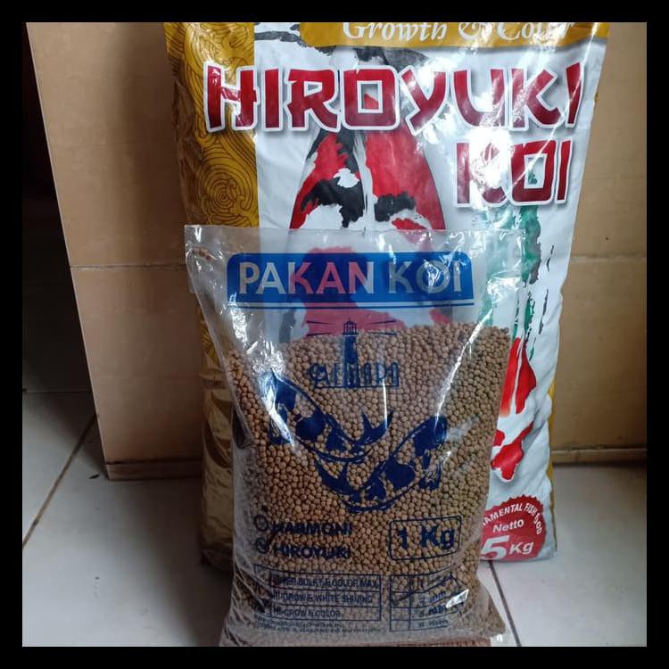 

SPECIAL repacking pakan koi hiroyuki growth&color size s 2mm isi 1 kg