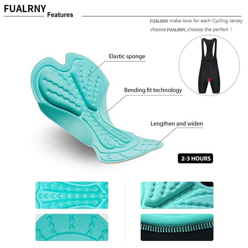 FUALRNY Pakaian Olahraga Sepeda Pria Cyling Bibs Breathable Tights Gel Padded - SRDK-01