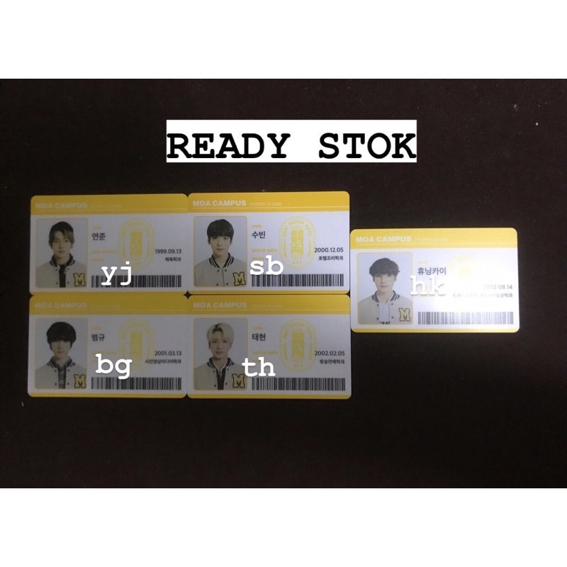 ID CARD MOA CAMPUS TXT 2021 / STUDENT ID CARD YEONJUN SOOBIN BEOMGYU TAEHYUN HUENINGKAI