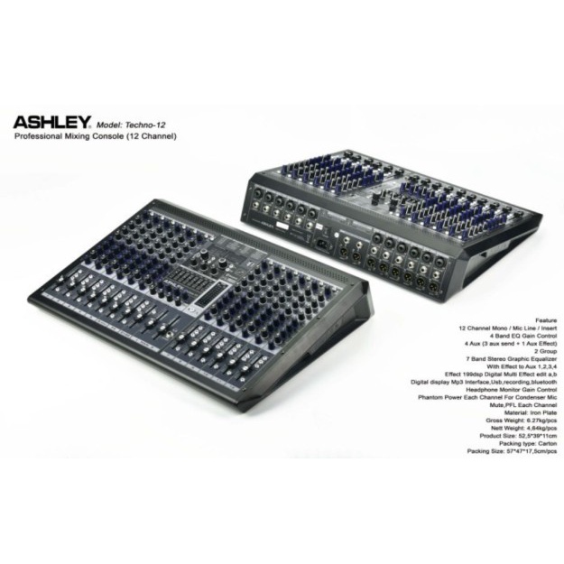 audio mixer 12 ch Ashley Techno 12 Techno12 Original Produk 12 Channel