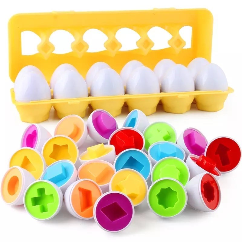 Mainan Edukasi Anak Color Matching Eggs Set Learning Numbers atau Shapes