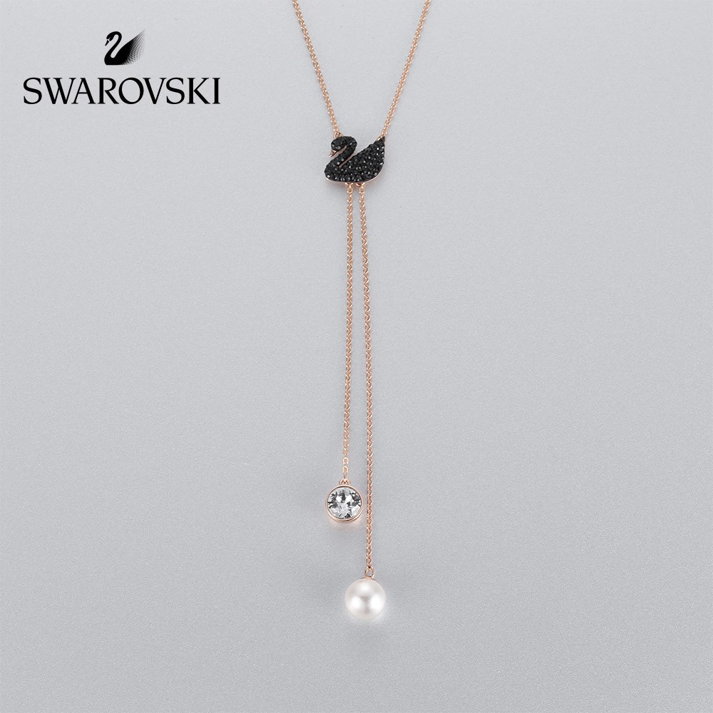 Kalung SWAROVSKI Original Asli ICONIC SWAN Black Swan DAN Long Chain Female Perhiasan