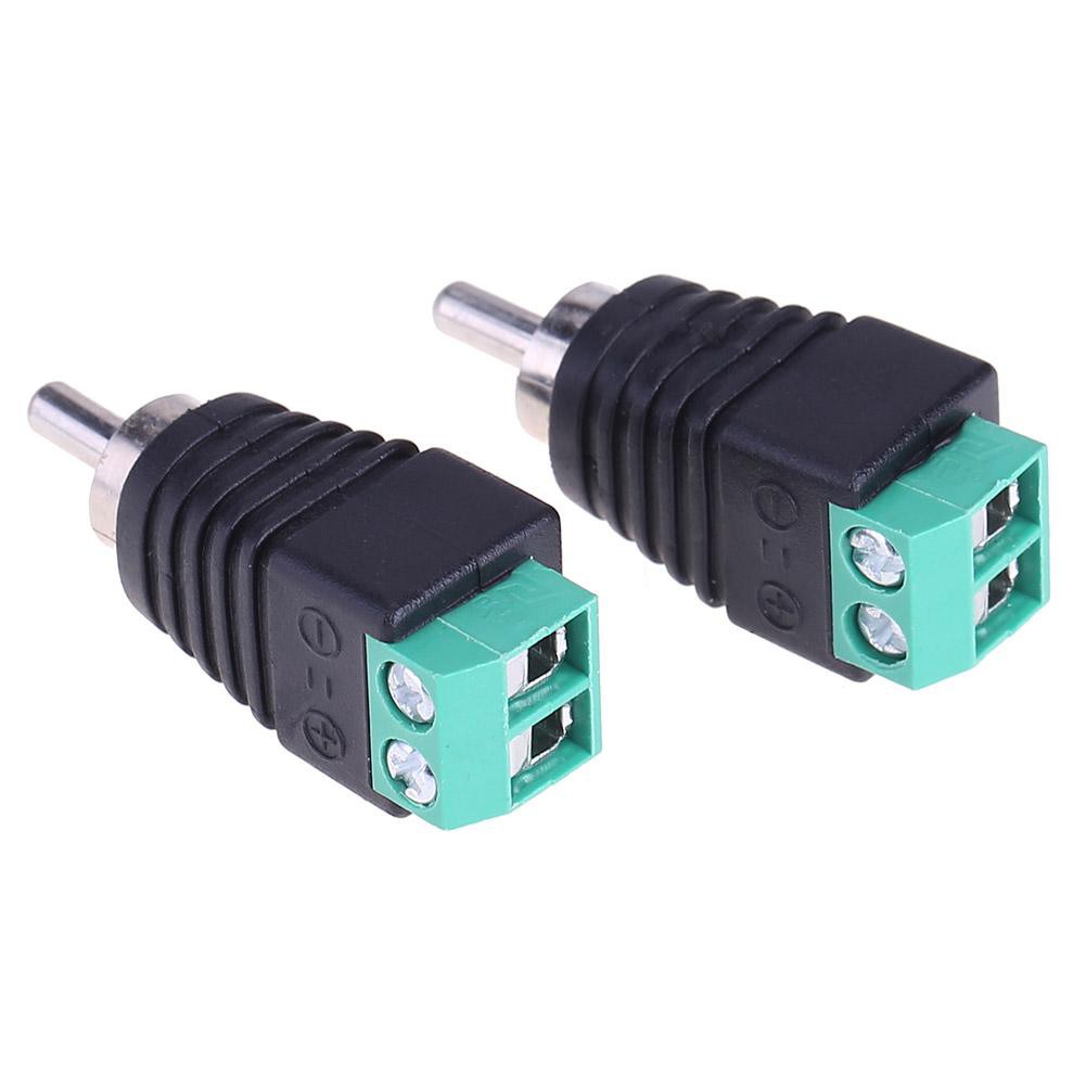 2 Speaker Wire Cable to Audio Male RCA Connectors Adapters Jack Plug VIVId