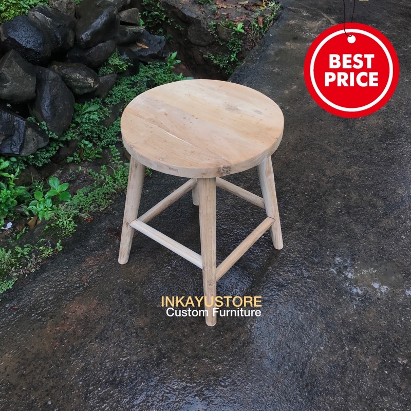 KURSI CAFE LINGKAR KAYU JATI | KURSI CAFE KECIL KAYU JATI | KURSI CAFE BULAT JATI MURAH