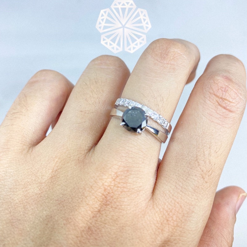 CINCIN EMAS PUTIH40% WANITA NATURAL BERLIAN HITAM DAN EROPA NA344