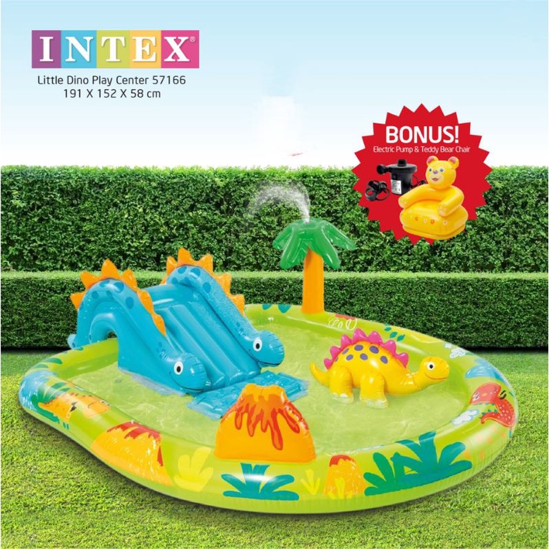 Kolam Renang Anak Intex Little Dino 57166 jumbo seluncuran kolam nayi balita portable plastik pompa 