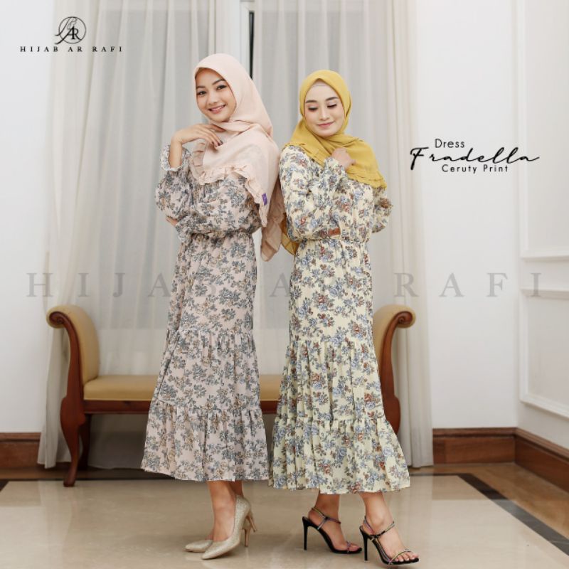 Fradella Dress Arrafi baju muslim motip modis gemis kekiniaan fashion muslim size S-L