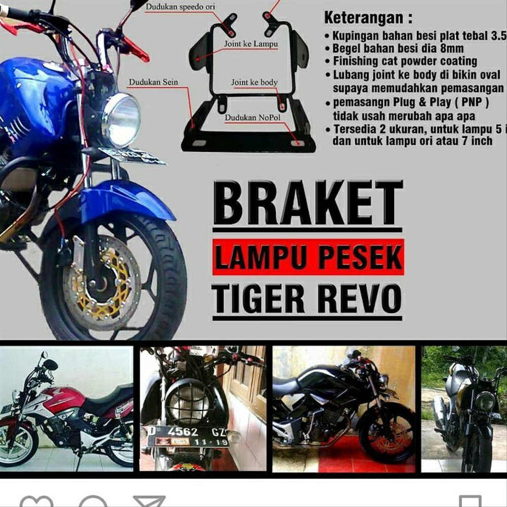 braket lampu pesek tiger revo untuk lampu 5 inch Berkualitas