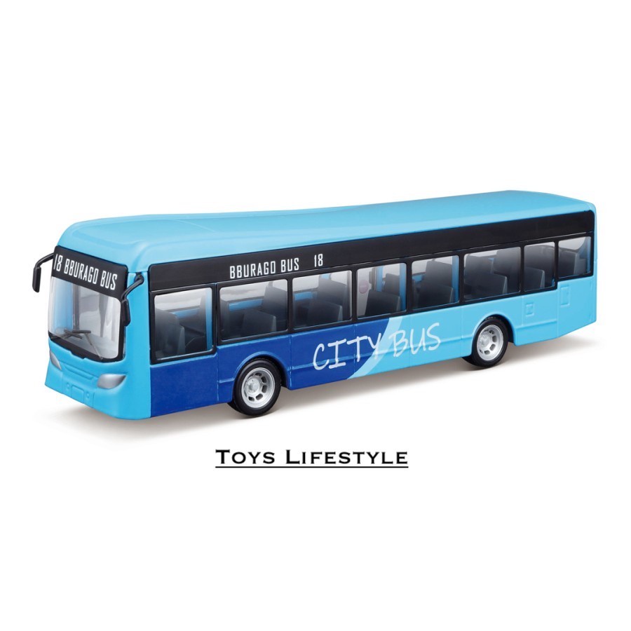 Bburago Diecast - Bus Kota / City Bus with Doors Open Skala 1:43 Blue