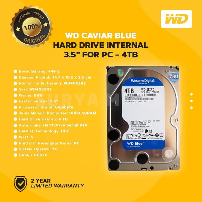 Hardisk / Harddisk / HDD WD Caviar Blue 4TB Internal 3.5&quot; For PC