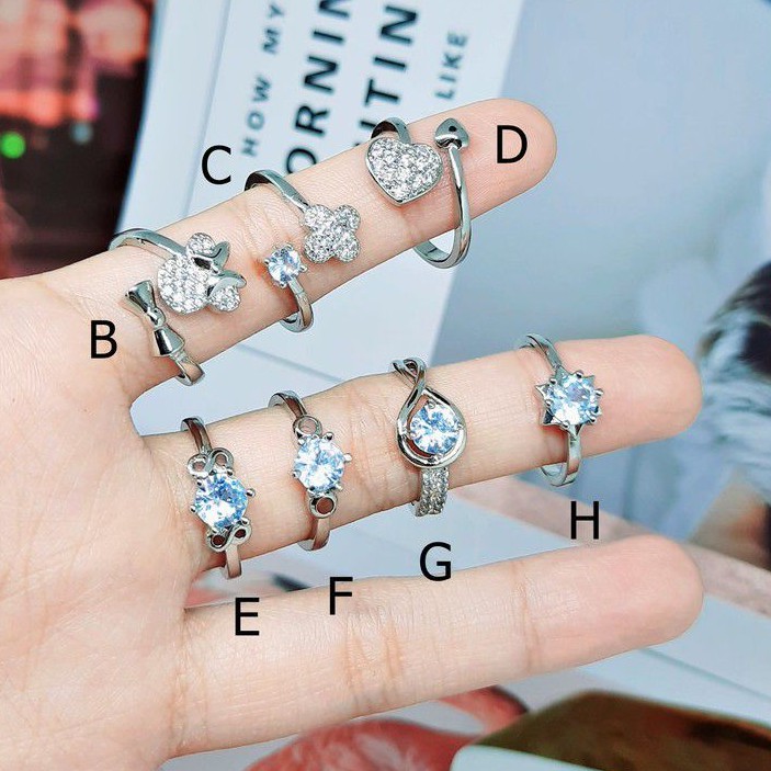 Perhiasan Cincin Putih Warna Silver Model Simpel - BR498