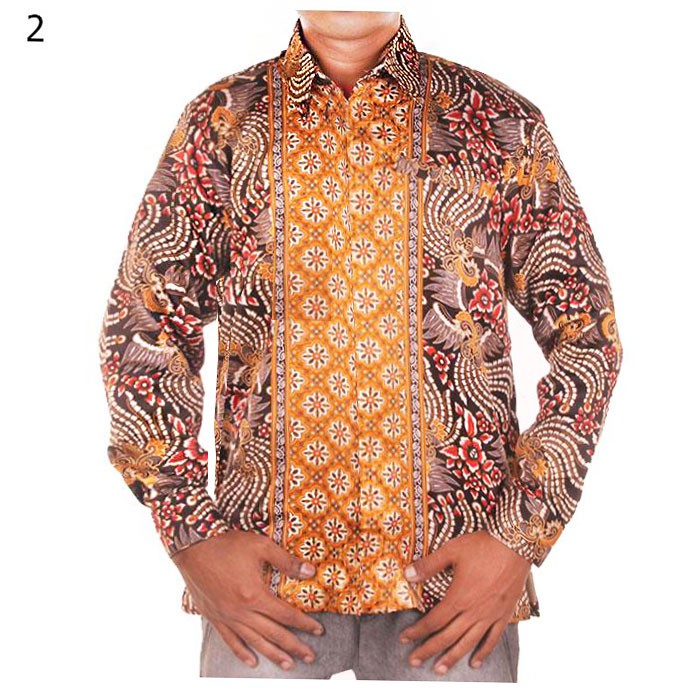 Kemeja Semi Sutra Furing Motif Burung Merak  Eksklusif