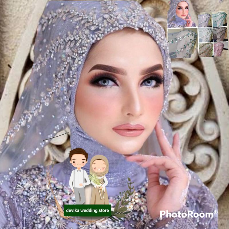 glosir Slayer pengantin muslim veil mewah